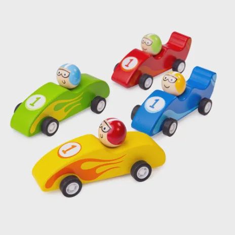 Bigjigs houten race auto pull back assorti