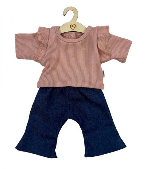 Hollie poppenkleding setje jeans flared en shirt roze