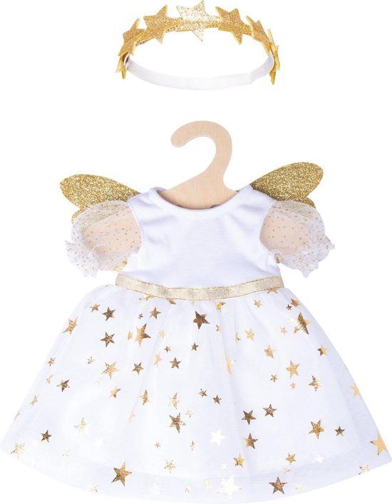 Heless poppenkleding jurk Guarian Angel met gouden sterren haarband