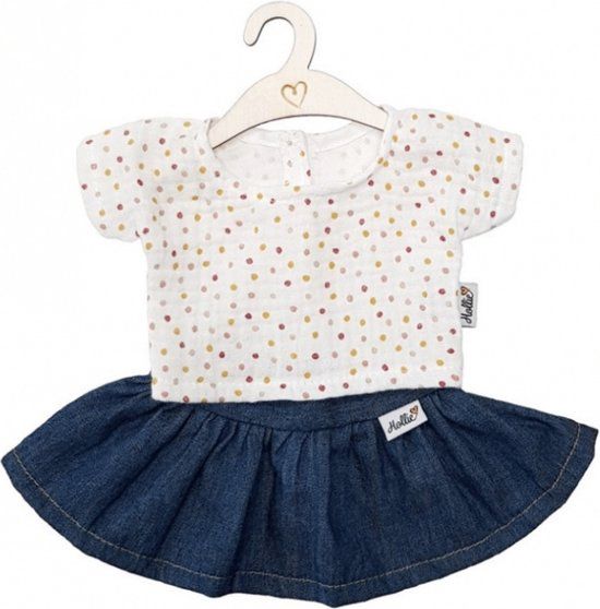 Hollie poppenkleding setje jeansrok met shirt sweet dots