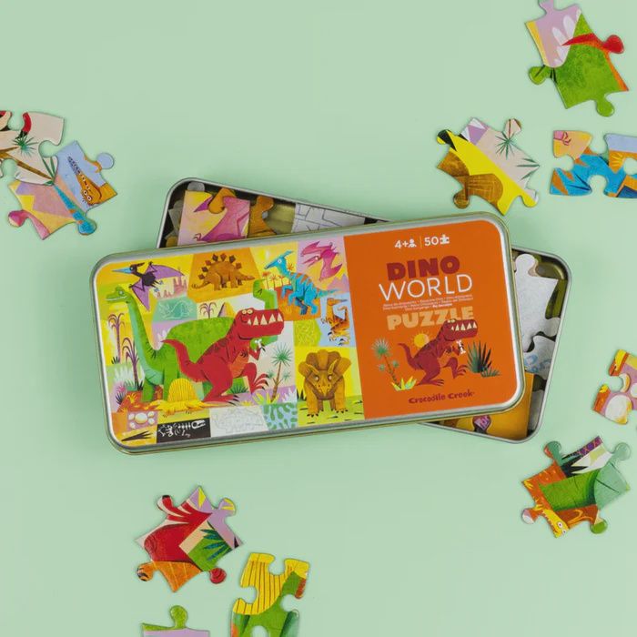 Crocodile Creek puzzel in blik Dino world 50 st
