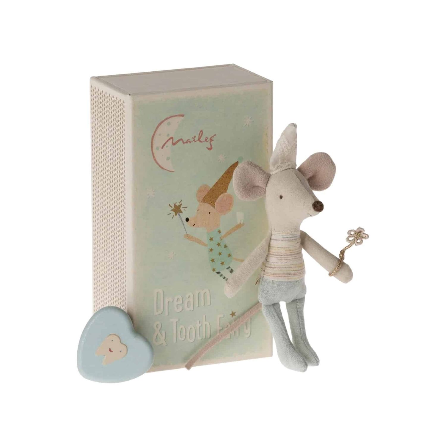 Maileg muis kleine broer tandenfee in doos met tandendoosje