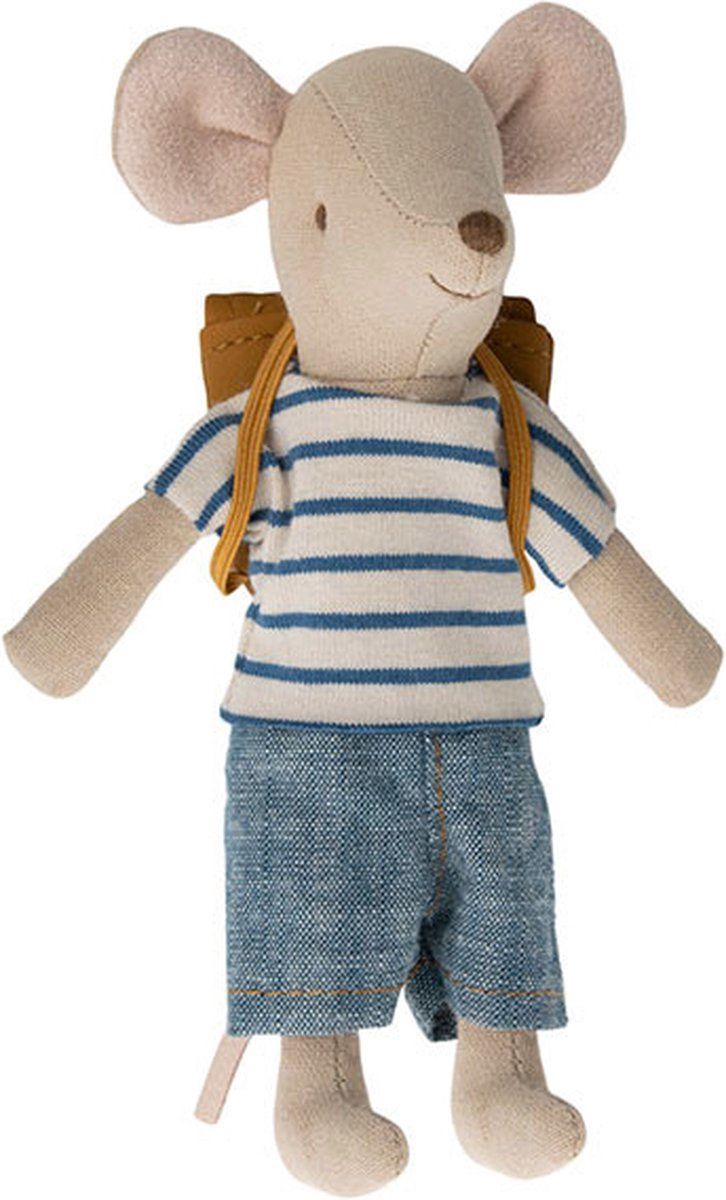 Maileg muis grote broer met rugzak tricycle mouse