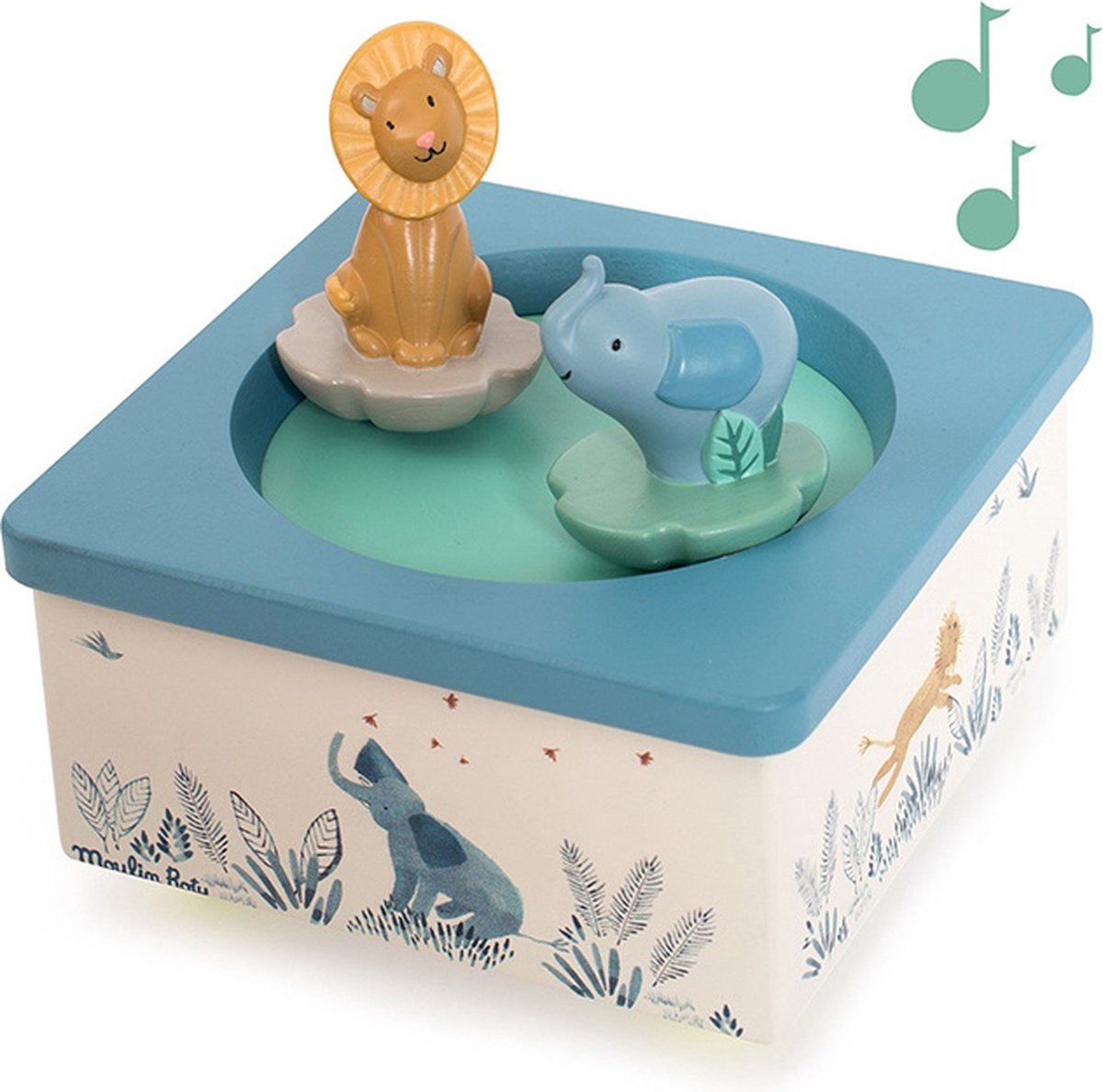 Moulin Roty muziekdoosje leeuw en olifant