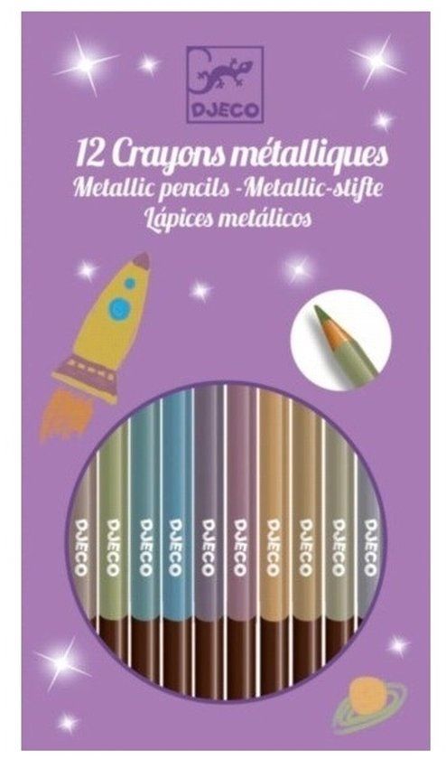 Djeco kleurpotloden metallic set van 8