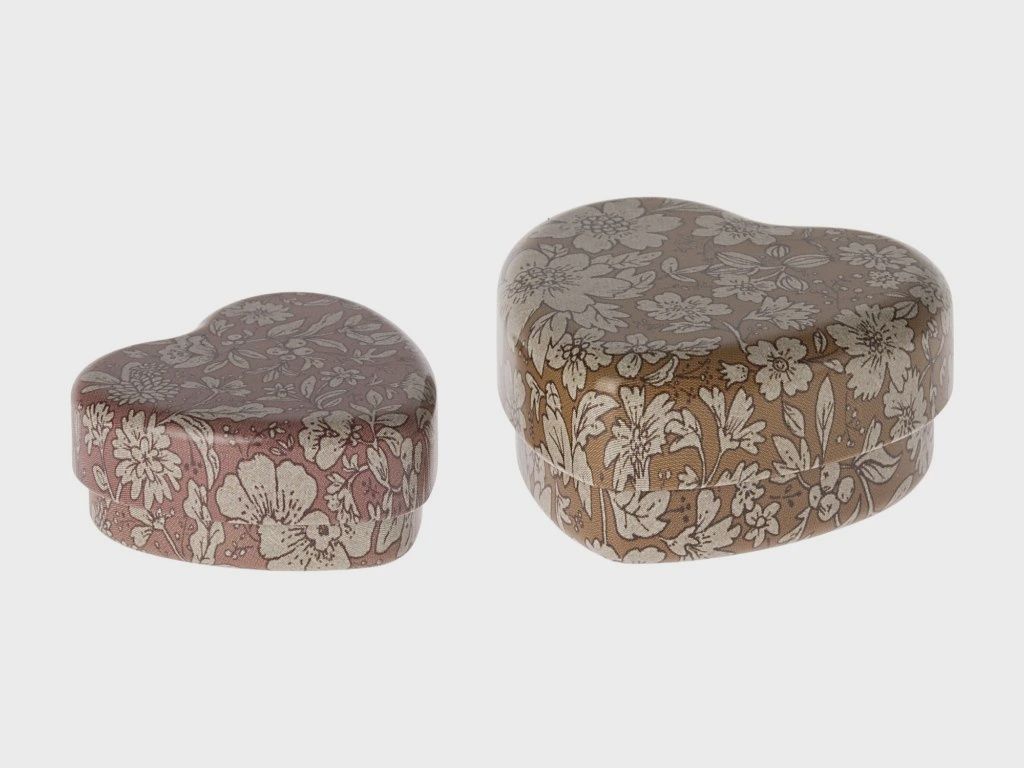 Maileg tandendoosje 2 in 1 gebloemd, Kleur: bruin, Maat: groot + klein
