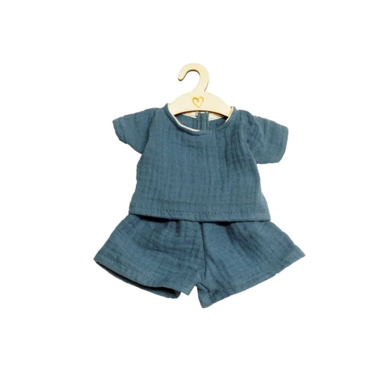 Hollie poppenkleding setje korte broek en shirt, Kleur: indigo