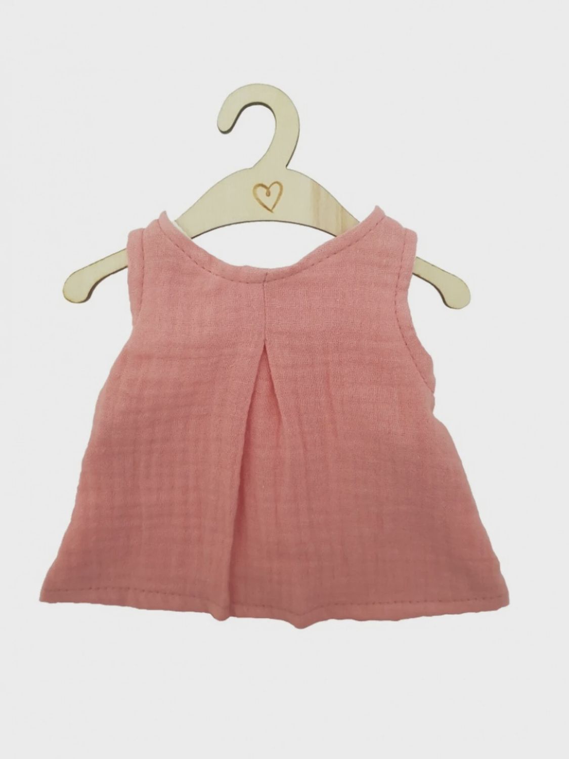 Hollie poppenkleding jurk hydrofielstof, Kleur: old rose