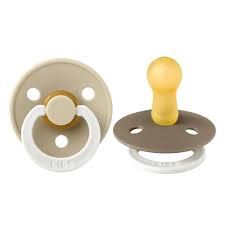 Bibs 2-pack rond glow in the dark, Kleur: vanilla/dark oat, Maat: 1