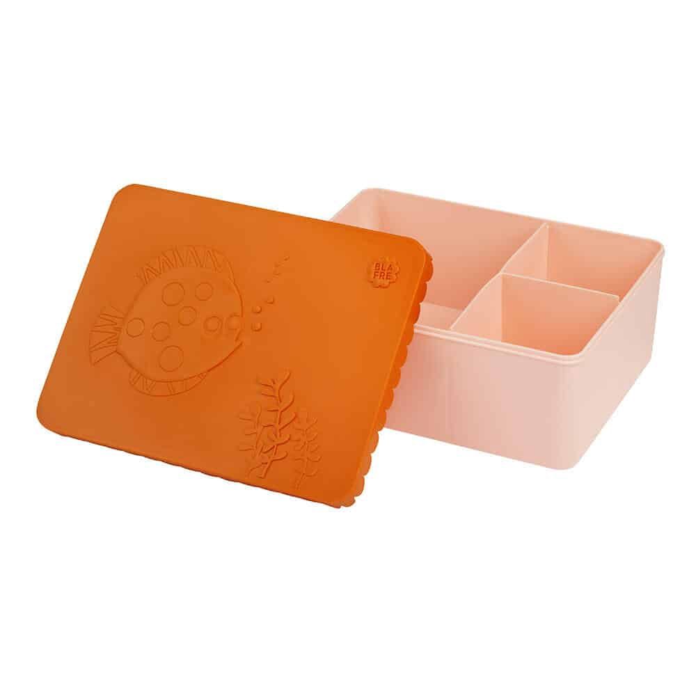 Blafre broodtrommel deksel met vis, Kleur: oranje/roze