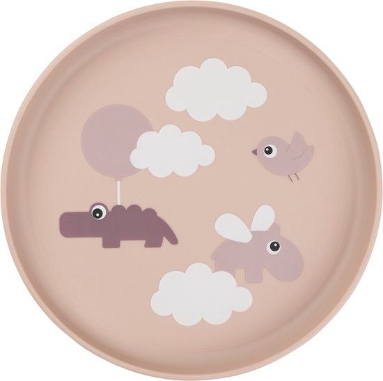 Done by Deer bord met antislip happy clouds, Kleur: powder