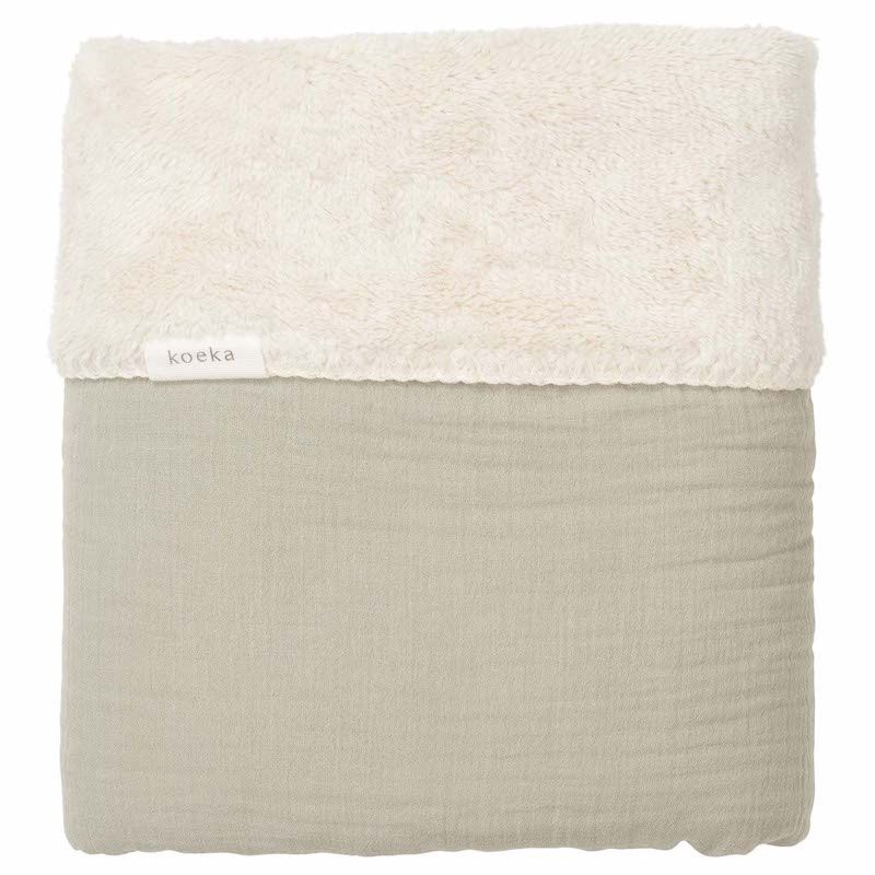 Koeka ledikantdeken Faro teddy, Kleur: sage