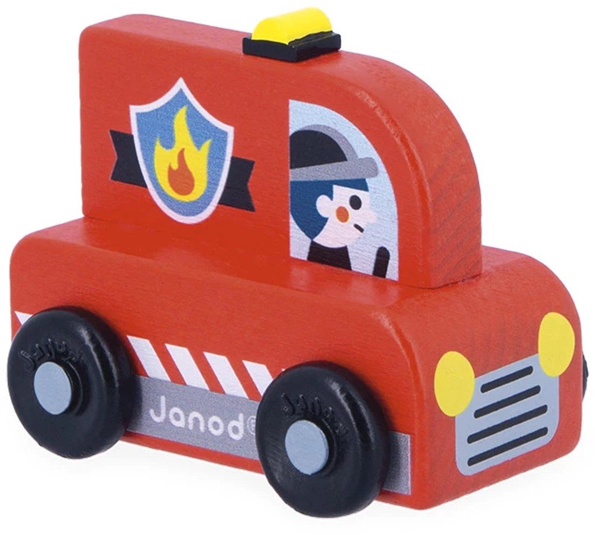 Janod Crossroads houten auto, Kleur: brandweer