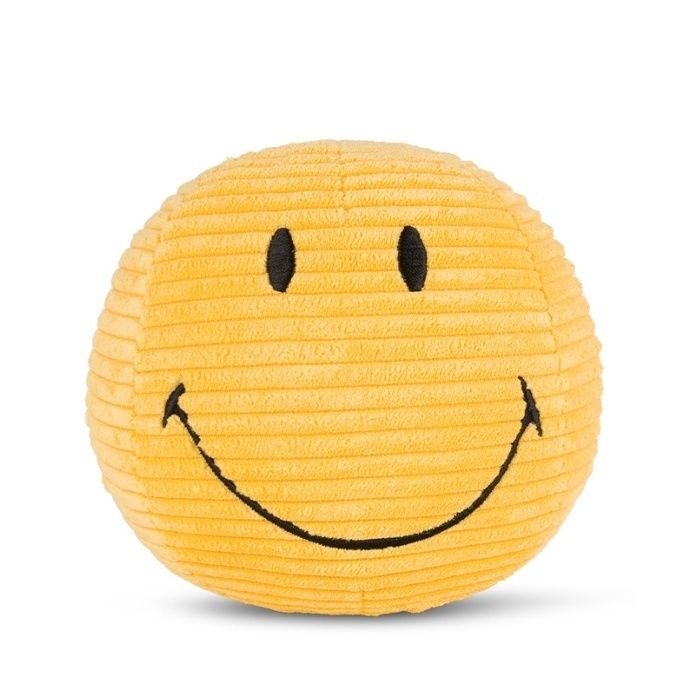 Bon Ton Toys x Smiley knuffel corduroy eco 13 cm, Kleur: yellow