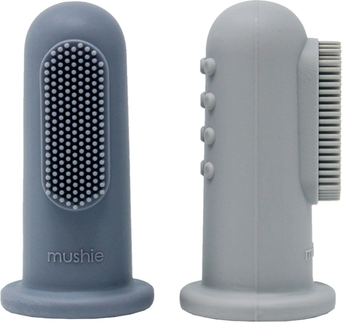 Mushie vinger tandenborstel, Kleur: stone/tradewinds
