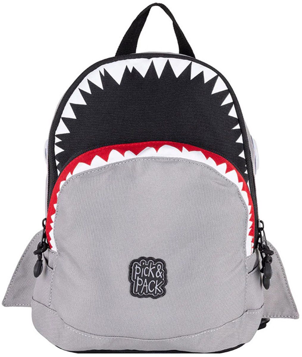 Pick &amp; Pack rugtas Shark shape, Kleur: visible grey, Maat: S