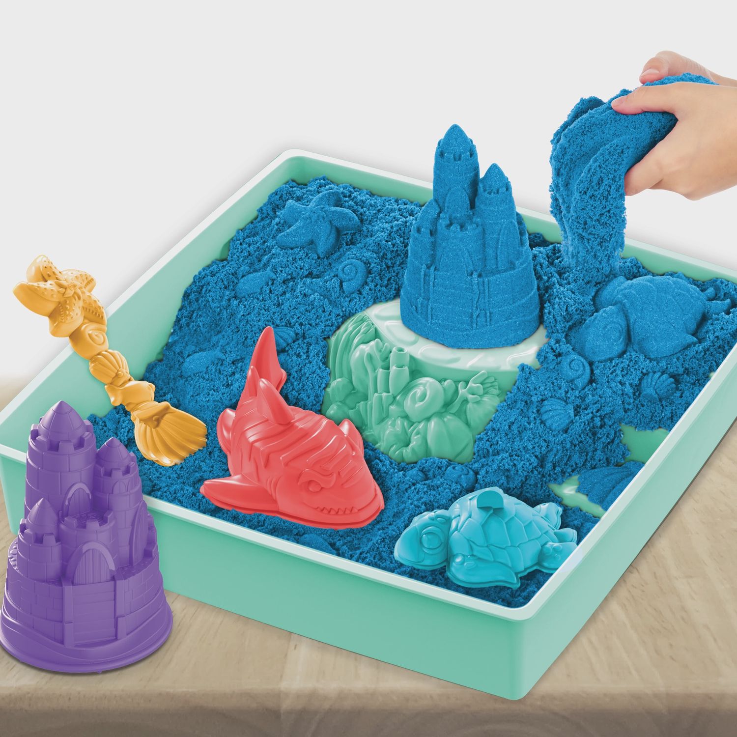 Kinetic Sand Zandkasteel blauw met toebehoren