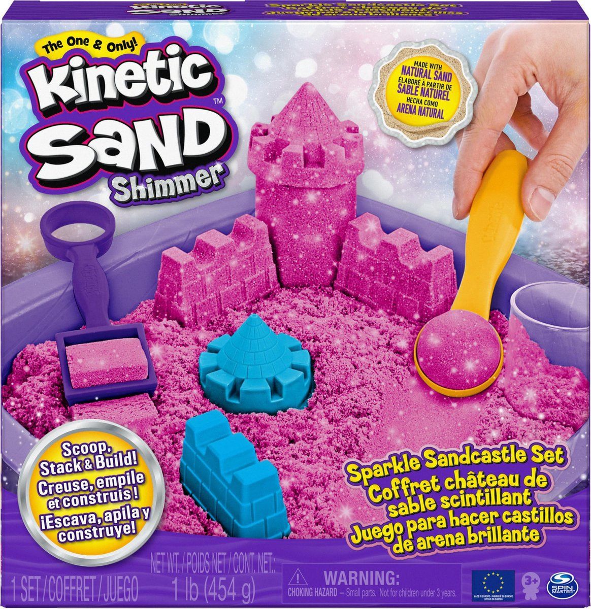 Kinetic Sand Zandkasteel roze glitter met toebehoren