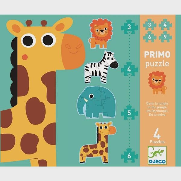 Djeco puzzel Primo in de jungle 3+4+5+6 st