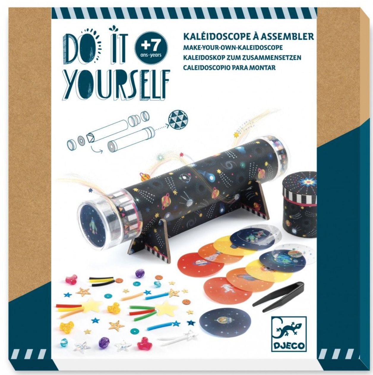 Djeco knutstelpakket diy kaleidoscoop maken 7+ jaar, Kleur: thema ruimte