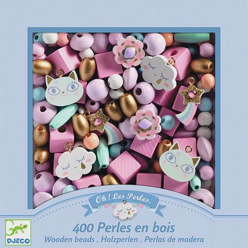Djeco kralen hout 400 st 4-9 jaar, Kleur: regenboog