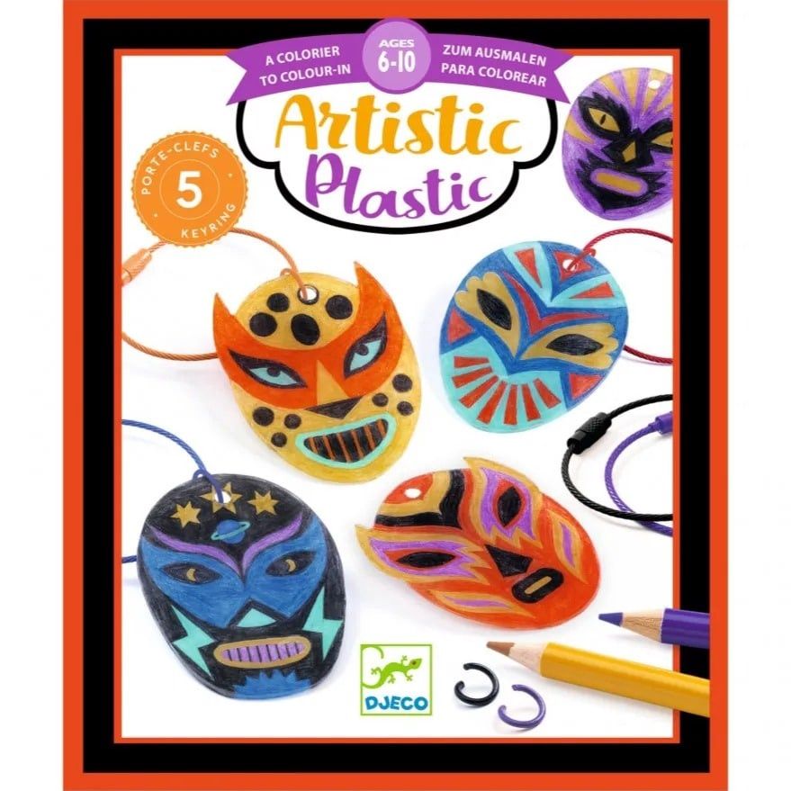 Djeco knutselpakket artistic plastic 6-10 jaar, Kleur: maskers