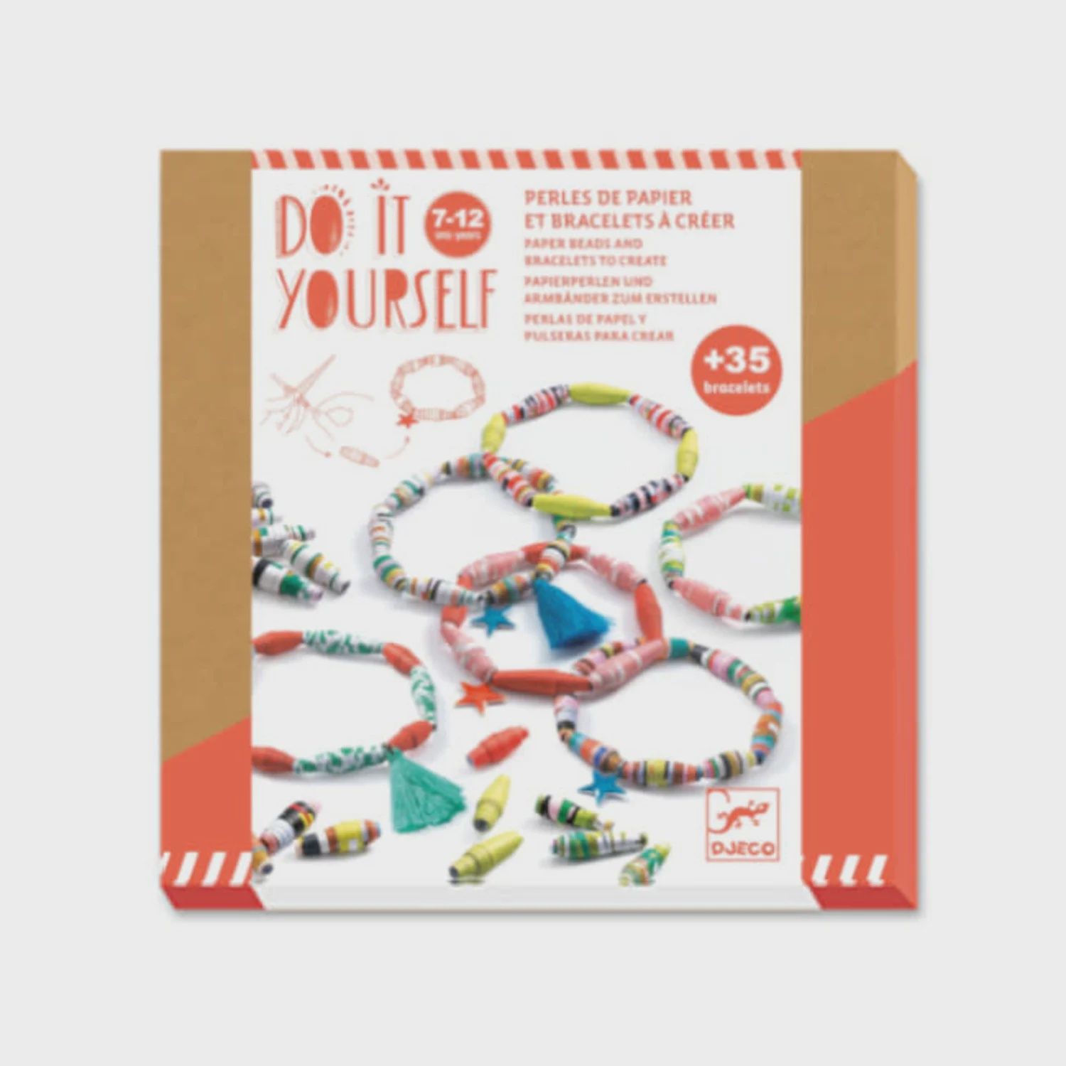 Djeco knutselpakket diy papieren kralen maken 7-12 jaar, Kleur: primaire kleuren