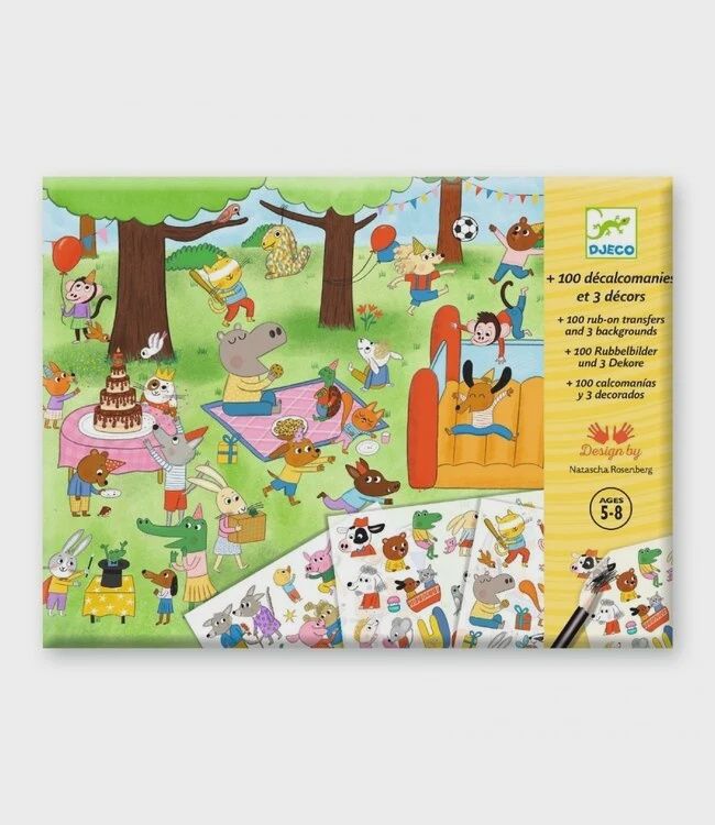 Djeco knutselpakket transferstickers 5-8 jaar, Kleur: het is feest