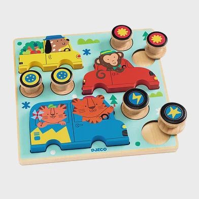 Djeco puzzel Puzz &amp; Roll puzzel met rollende afbeeldingen 18 mnd +, Kleur: color voertuigen