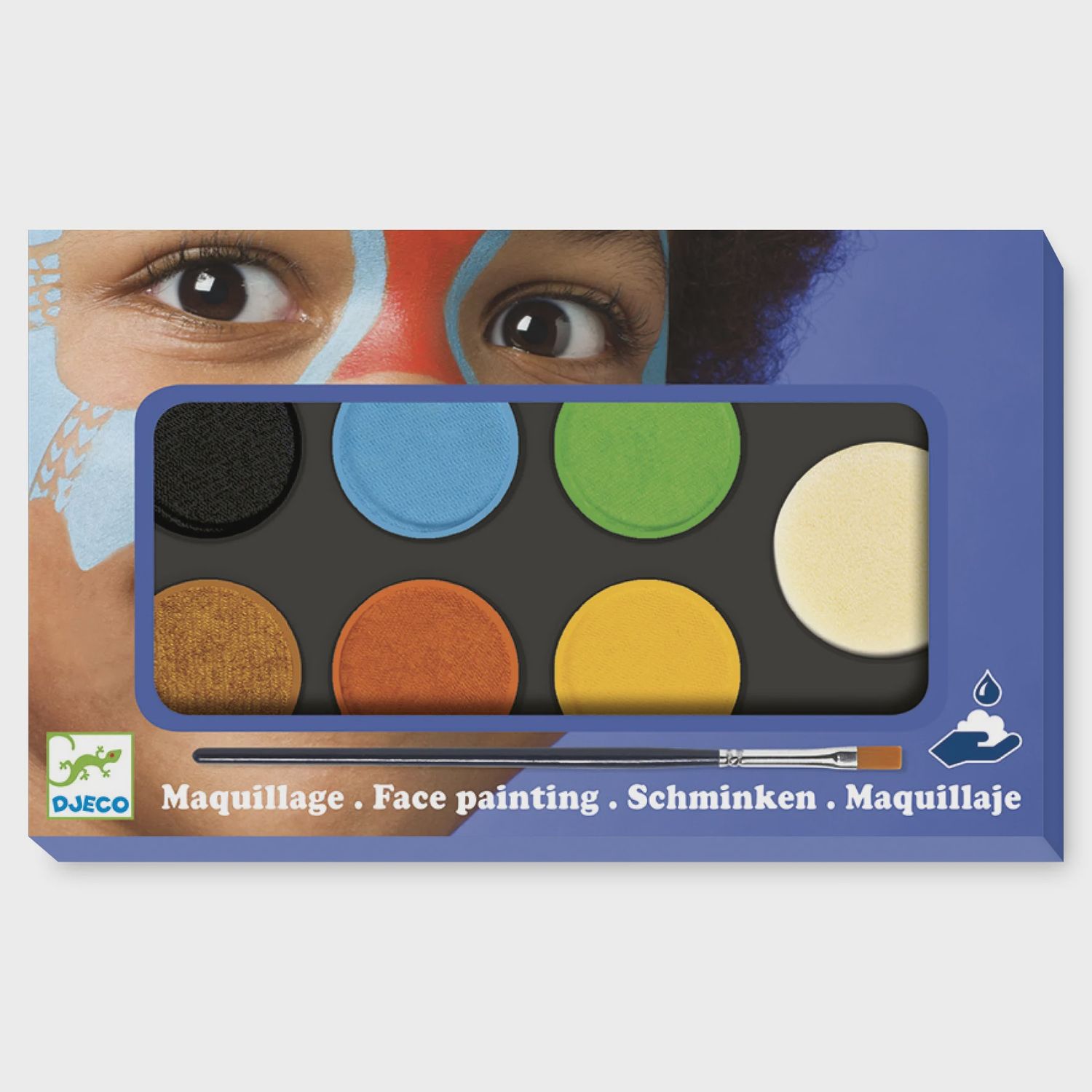 Djeco schminkpalet 6 kleuren, Kleur: primaire kleuren