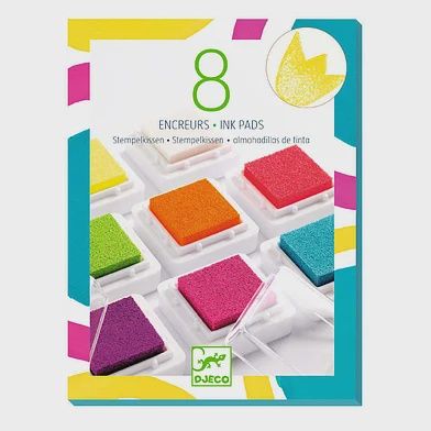 Djeco stempelkussen set van 8, Kleur: sprankelende kleuren
