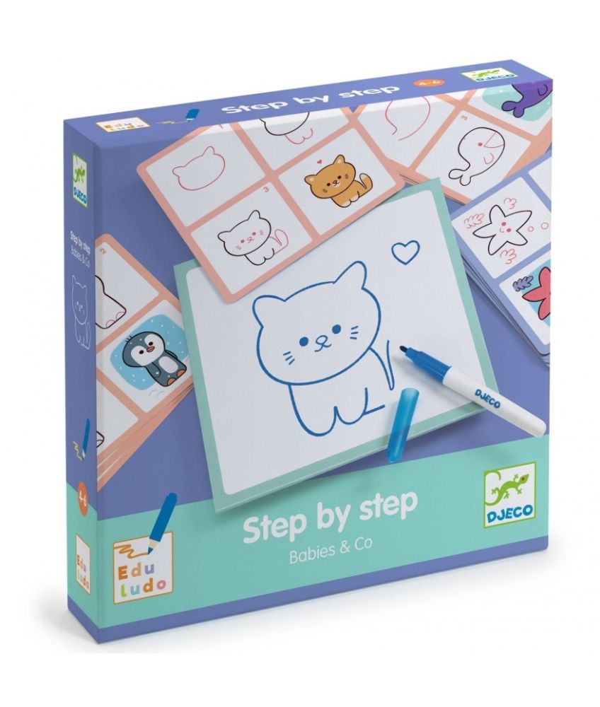 Djeco tekenen step by step 4-6 jaar, Kleur: Baby &amp; Co