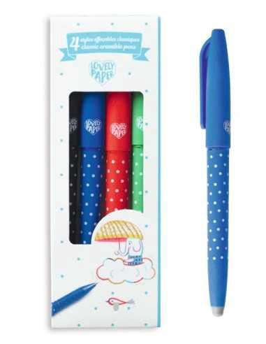 Djeco uitwisbare pennen set van 4, Kleur: primaire kleuren