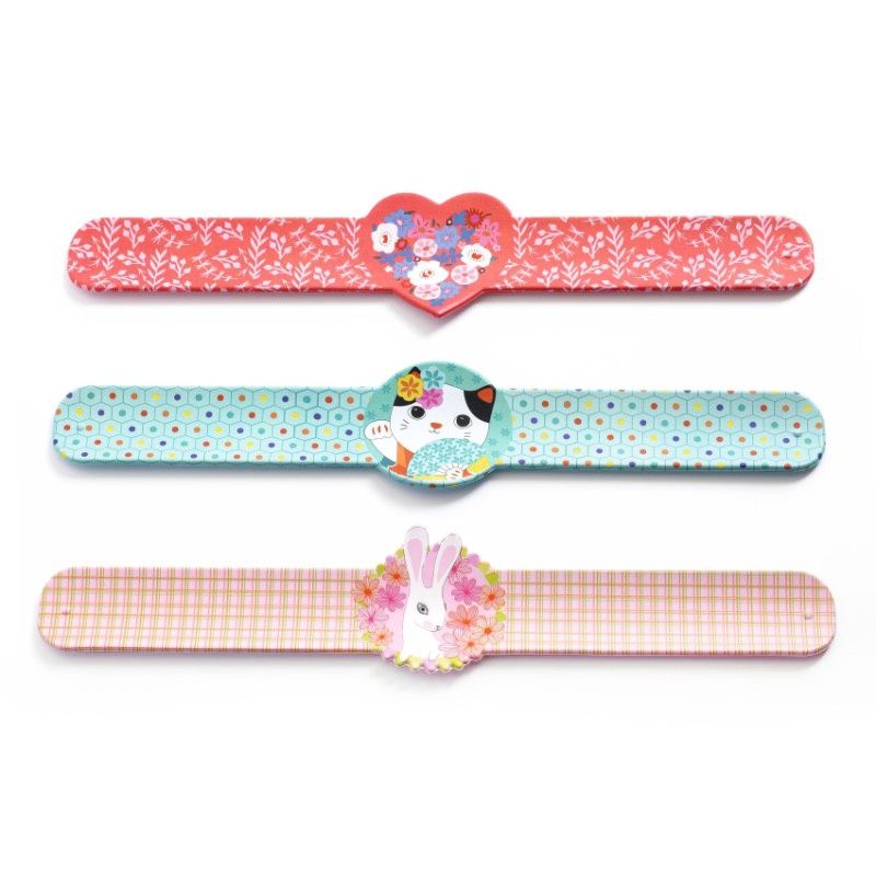 Djeco wikkelarmbanden, Kleur: bloemen/kat/konijn