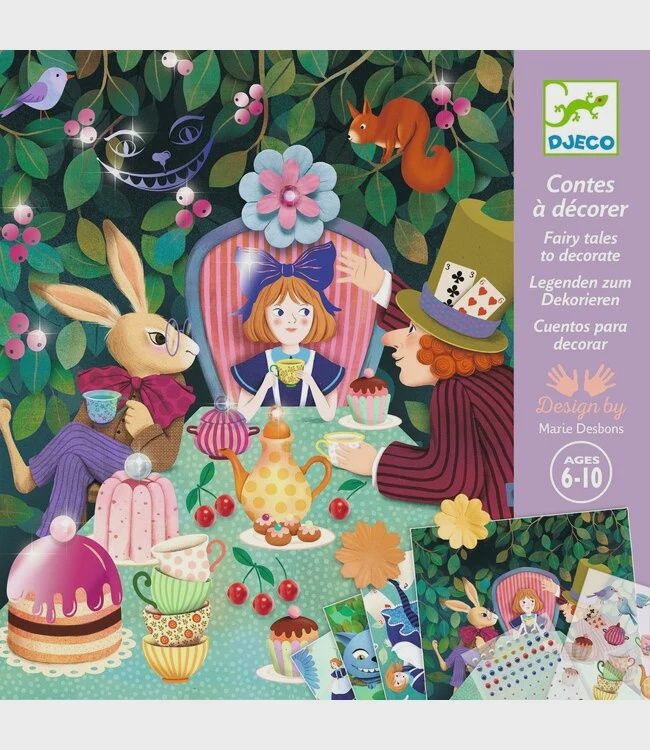 Djeco knutselpakket schilderijtjes versieren in wonderland 6-10 jaar