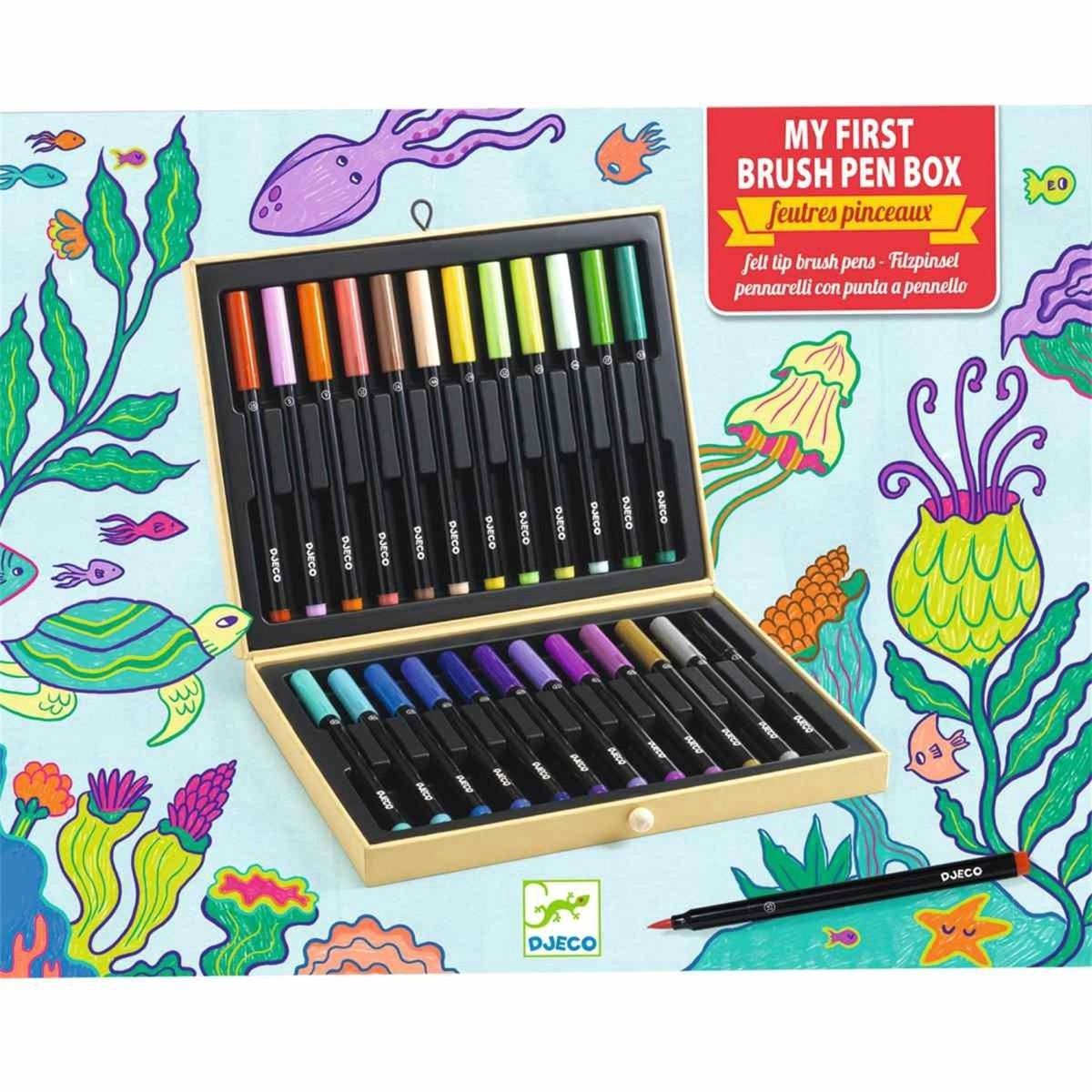 Djeco koffer met 24 brush pennen