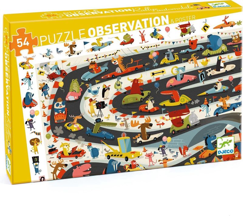 Djeco observatiepuzzel racebaan auto 54 st