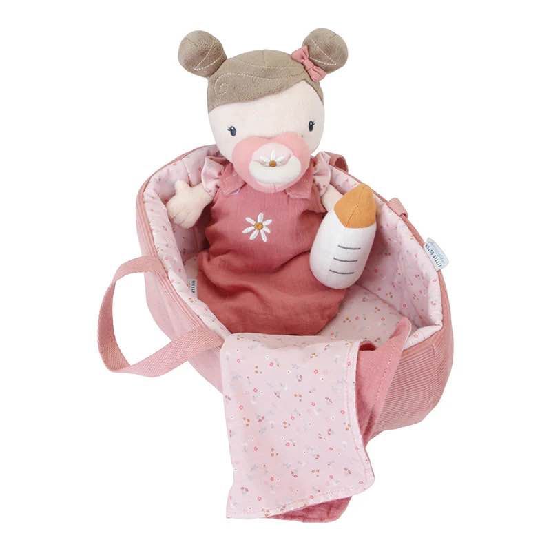 Little Dutch Babypop Rosa in reiswieg met bloemenprint
