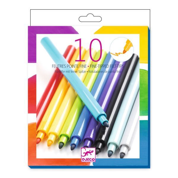 Djeco viltstift set van 10 regenboog