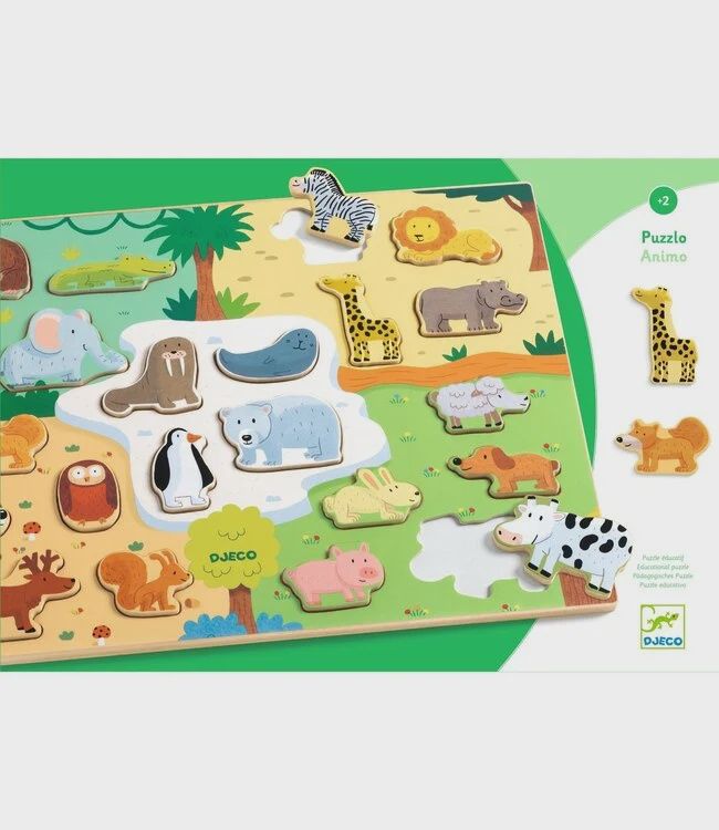 Djeco puzzel animo hout 22 dieren 2+ jaar