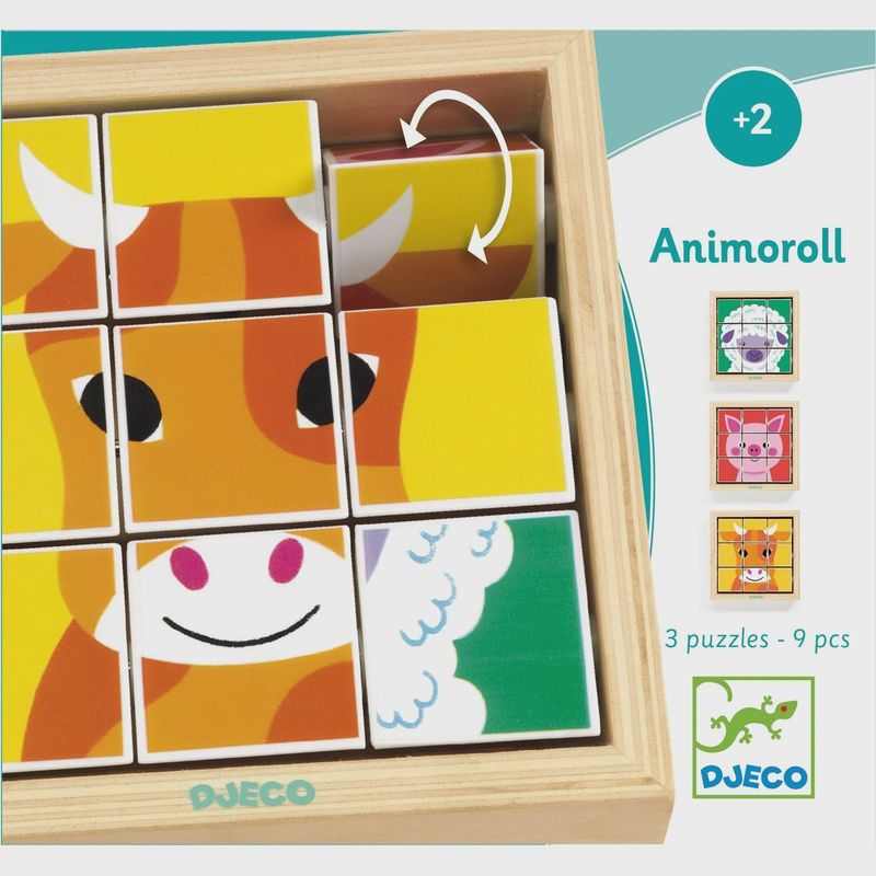 Djeco puzzel animoroll in houten frame 2+ jaar