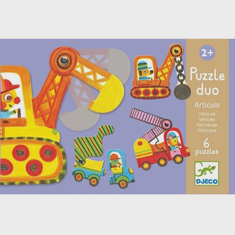 Djeco puzzel duo voertuigen beweegbaar  2+ jaar