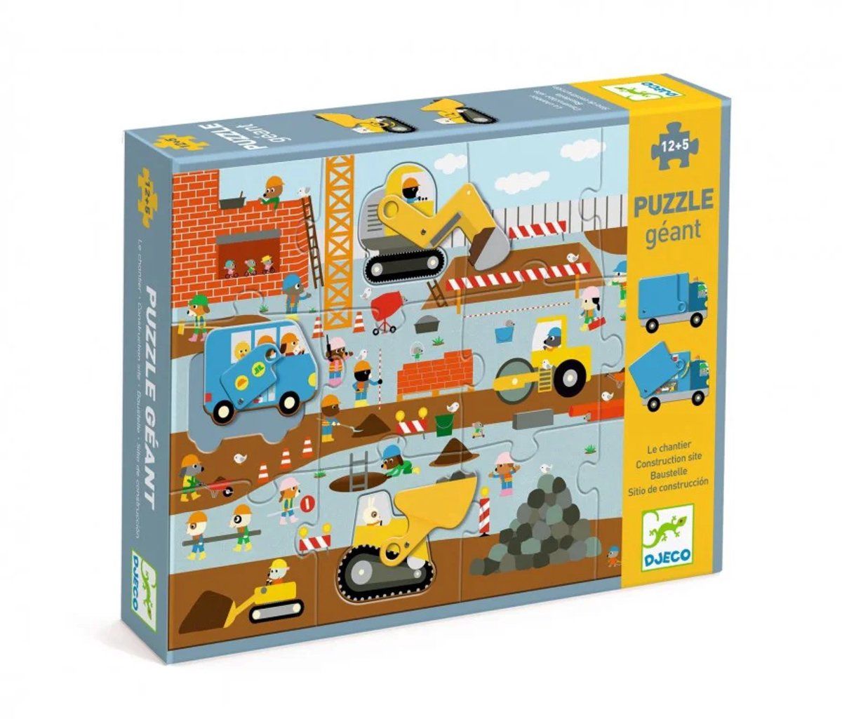 Djeco puzzel maxi bouwplaats 12 + 5 st