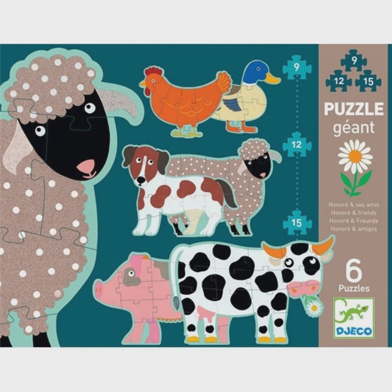 Djeco puzzel maxi boerderijdieren 9+12+15 st