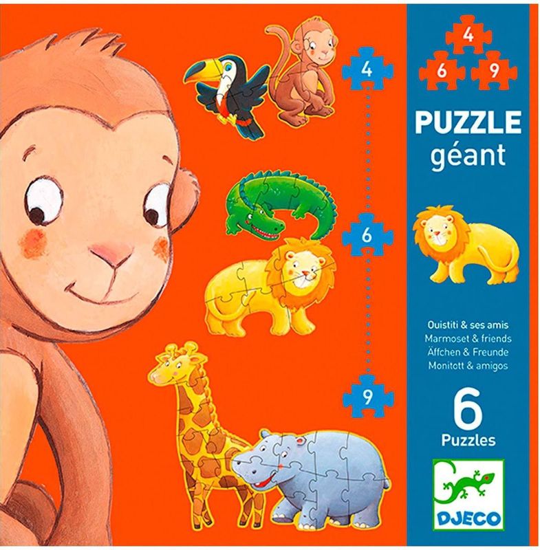 Djeco puzzel maxi jungledieren 4+6+9 st