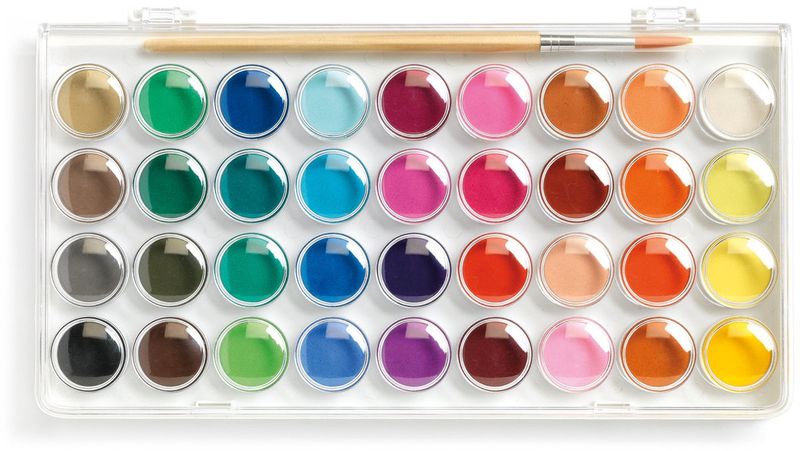 Djeco tablet met 36 kleuren plakkaatverf