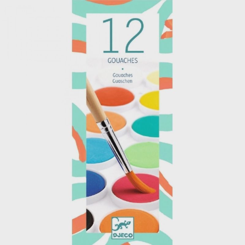 Djeco tablet met 12 kleuren plakkaatverf