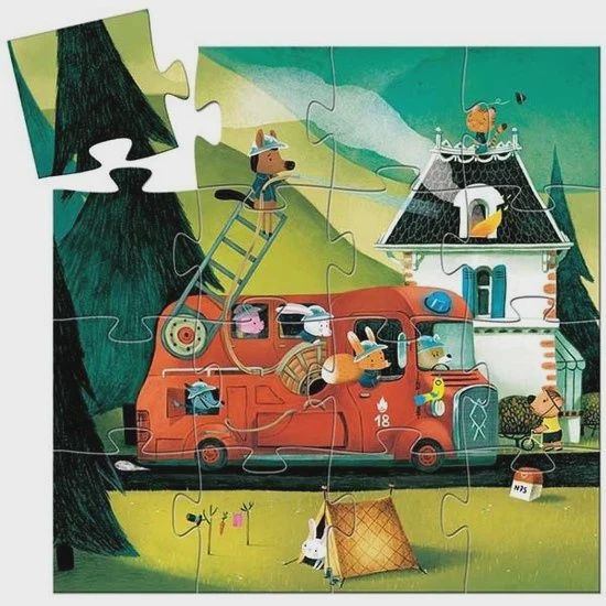 Djeco silhouetpuzzel brandweerwagen 16 st