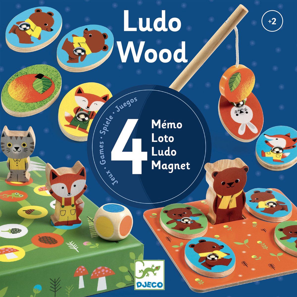 Djeco spel ludowood 4 spellen hout 2+ jaar