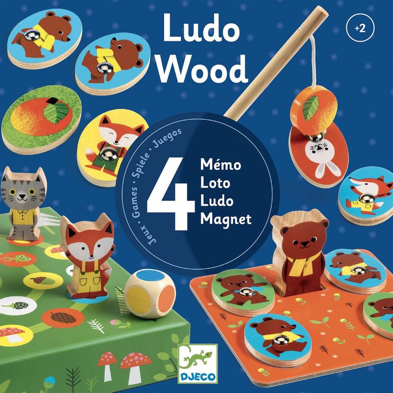 Djeco spel ludowood 4 spellen hout 2+ jaar